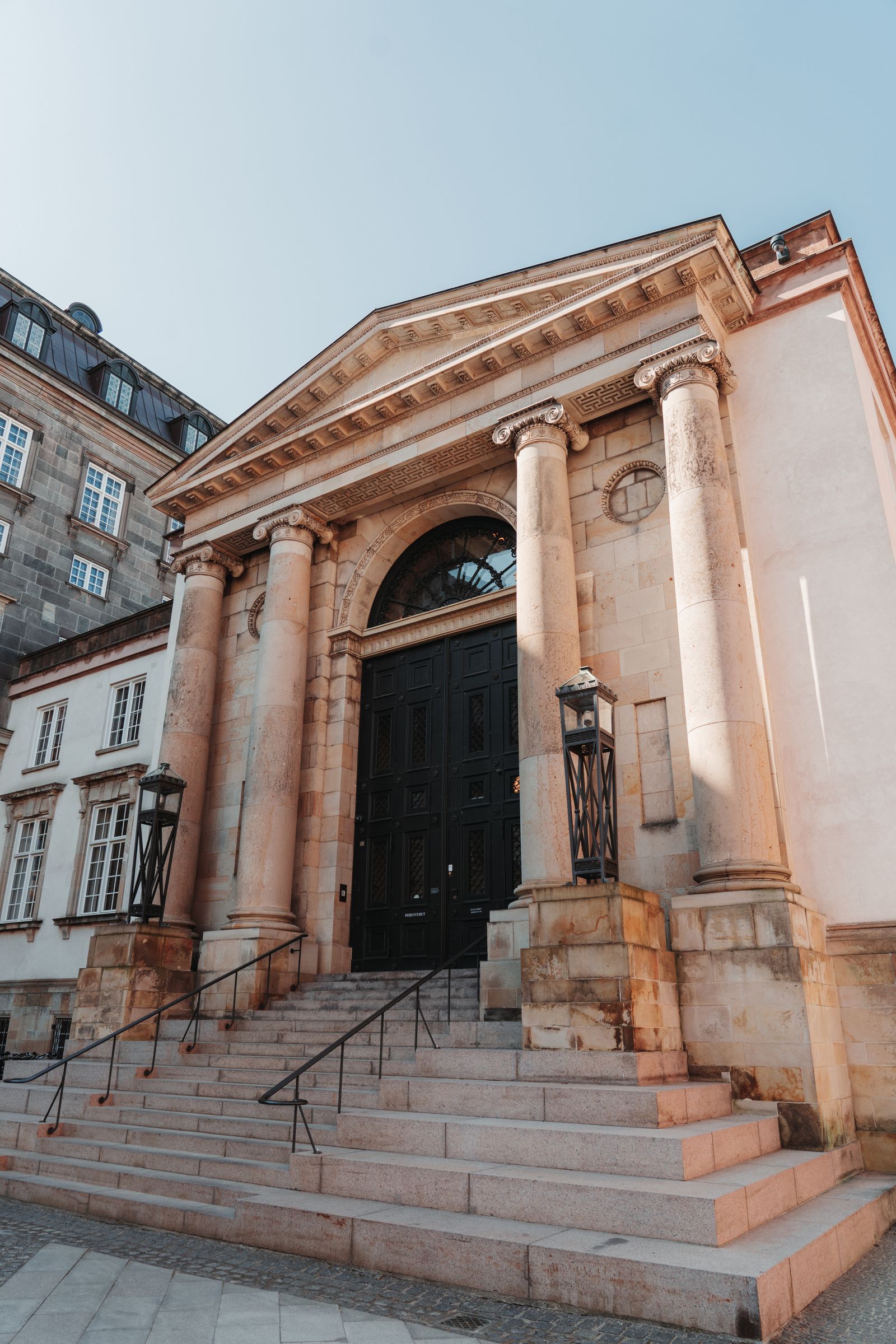 Architectural detail of an elegant courthouse entrance